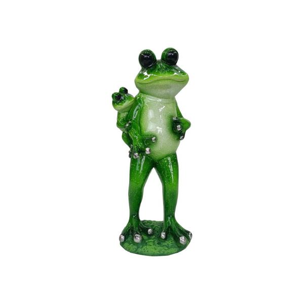 Standing Marble Frog With Child - 30cm
