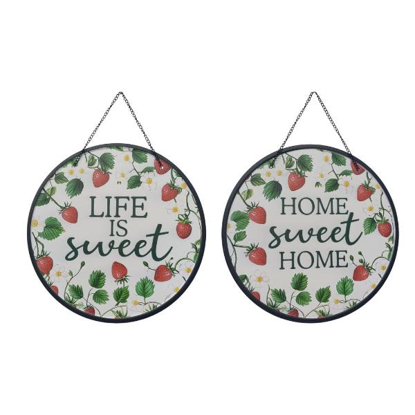 Round Metal Strawberry Hanging Tin