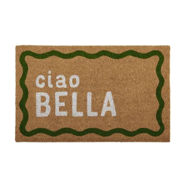 Green Ciao Bella Pvc Back Coir Mat - 50cm x 80cm