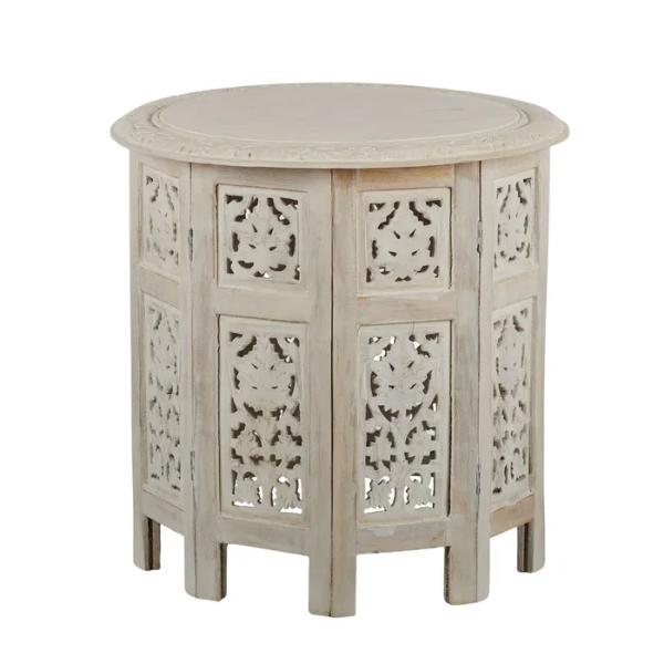 White Wash Larisa Wooden Table - 45cm x 47cm