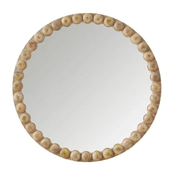 Natural Baxter Wood Round Mirror - 75cm