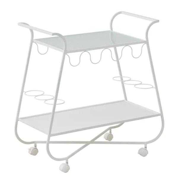 White Grace Metal Bar Cart - 76cm x 35cm x 75cm