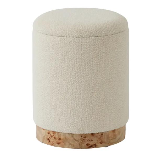Grafton Boucle Wood Ottoman - 36cm x 46cm
