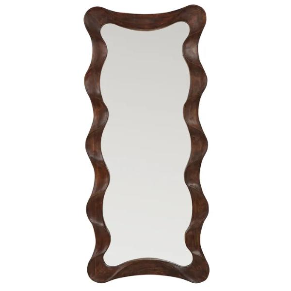 Rectangle Brown Ripple Wood Mirror - 80cm x 180cm