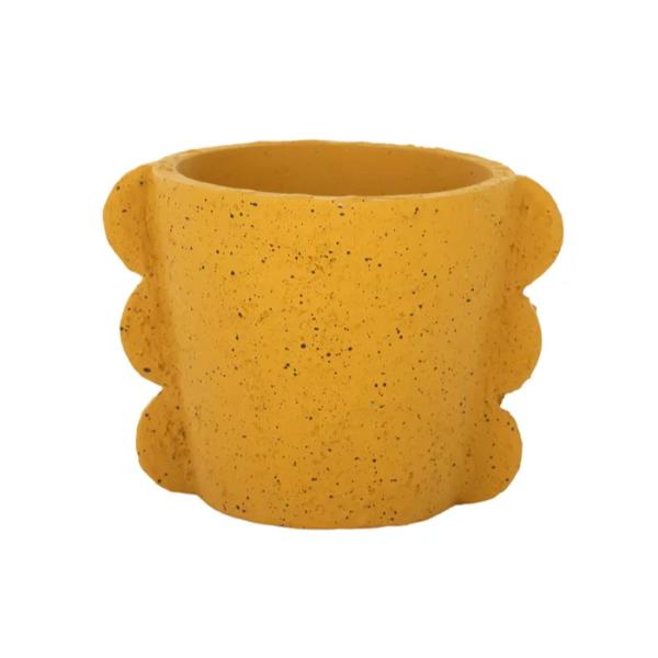 Mustard Splayed Cement Pot - 17.5cm x 13cm