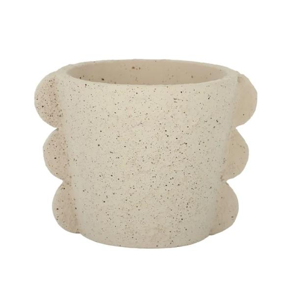 Taupe Splayed Cement Pot - 21.5cm x 16cm