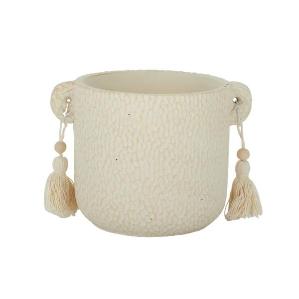 Ivory Dangle Cement Pot - 18cm x 13cm