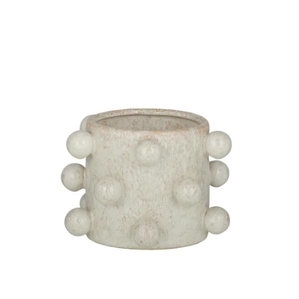 Ivory Pip Ceramic Pot - 16cm x 11.5cm