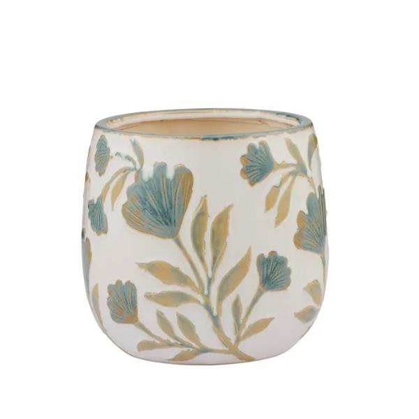 Blue & Olive Anchal Ceramic Pot - 20.5cm x 19cm