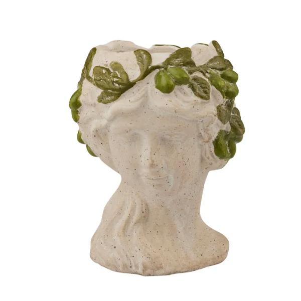 Natural Green Olive Ceramic Vase - 14.5cm x 20cm