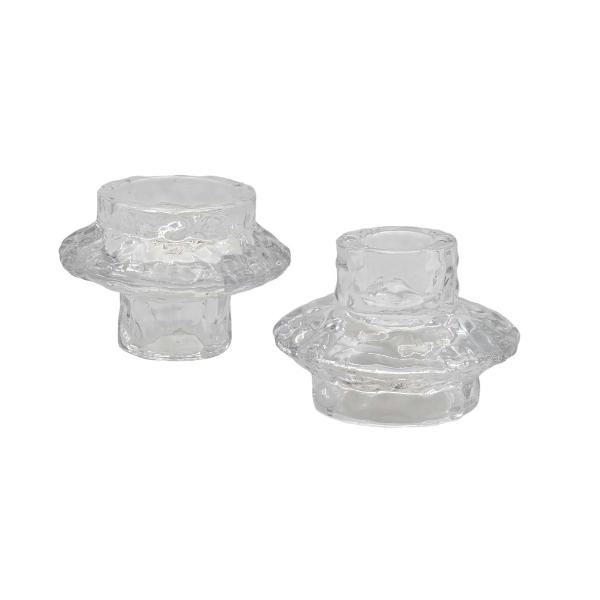 Clear Glass Candle Holder - 7.8cm x 5.5cm