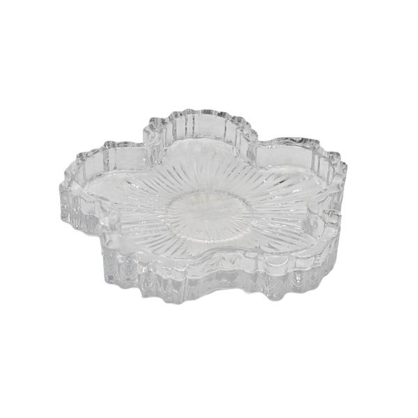 Clear Glass Candle Plate Flower Shape - 11.5cm x 1.8cm