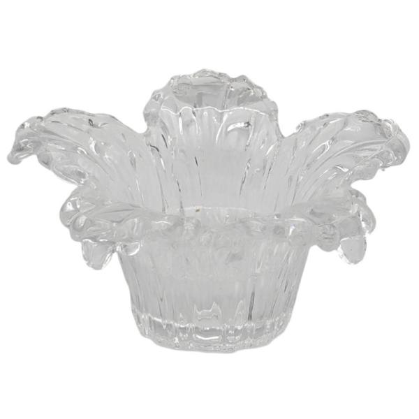 Clear Glass Candle Holder Flower Shape - 12.5cm x 6cm
