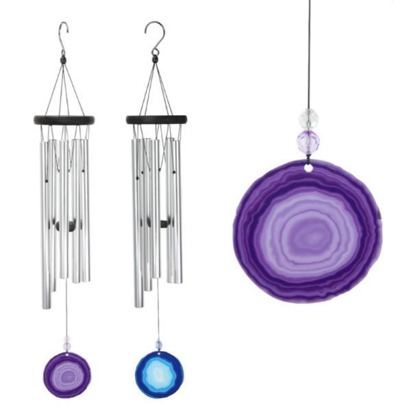 5 Tube Classic Silver Geode Design Wind Chime - 75cm