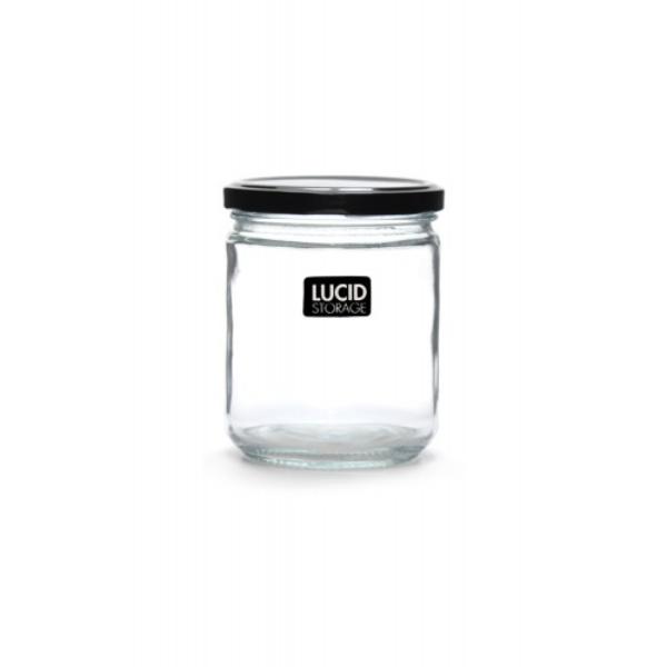 Glass Jar With Black Lid - 350ml