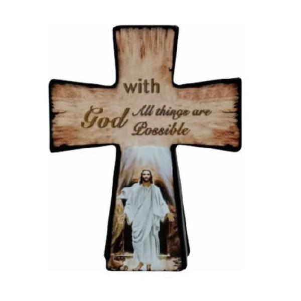 Religious Ceramic Cross Shape Stand - 10cm x 12.5cm