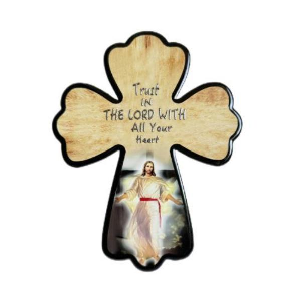 Cross Shape Religious Ceramic Plaque - 15cm x 19cm