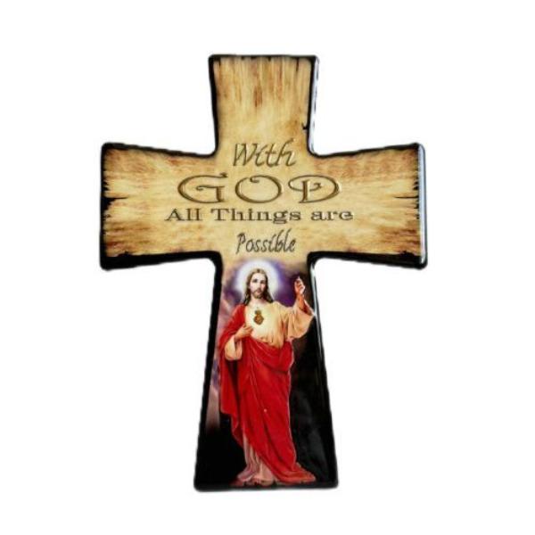 Cross Shape Religious Ceramic Plaque - 15cm x 20cm