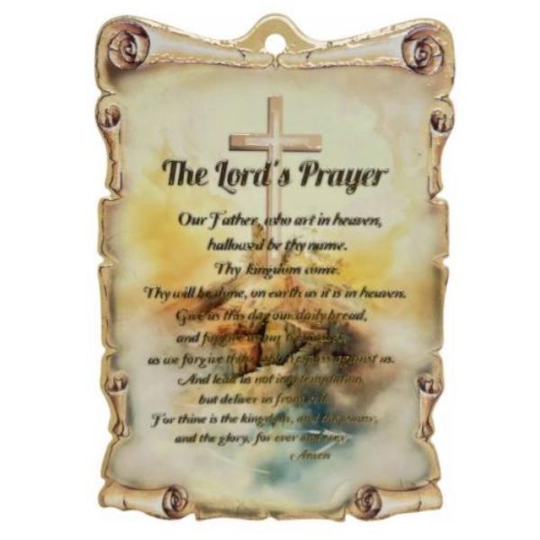 Rectangle Scroll Shaped Religious Ceramic Standing Plaque - 15cm x 22cm