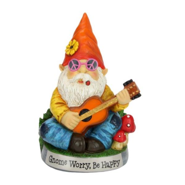 Gnome Worry Be Happy Hippy Gnome - 21cm