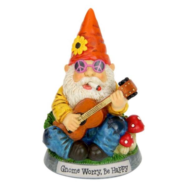 Gnome Worry Be Happy Hippy Gnome - 12cm
