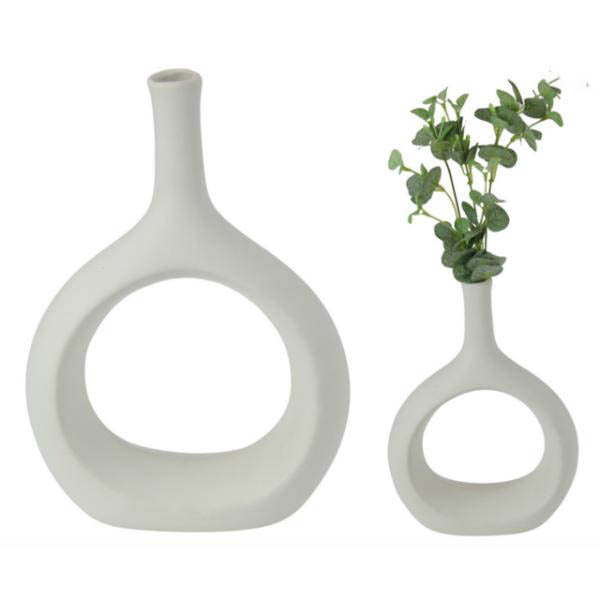 White Ceramic Vase - 23cm