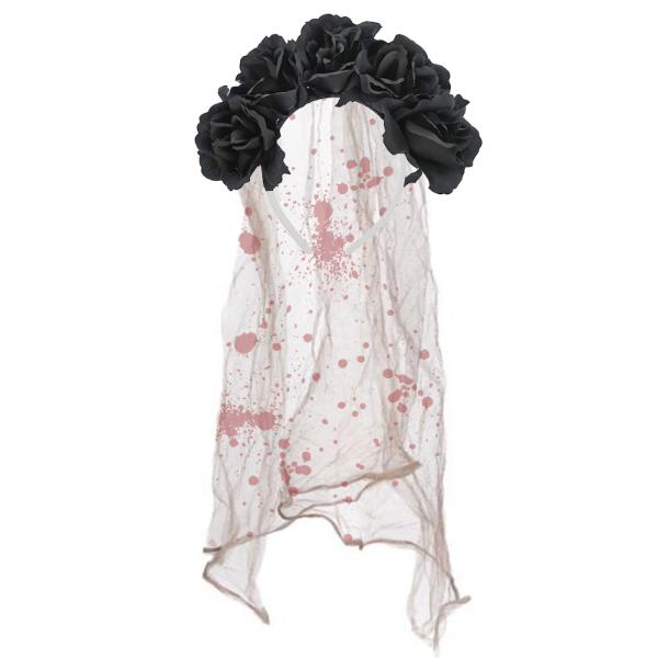 Black Rose Headband Veil
