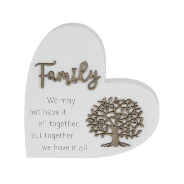Family On Heart Plaque - 18cm