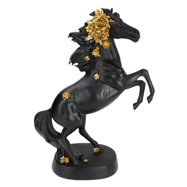 Black / Gold Floral Horse - 65cm
