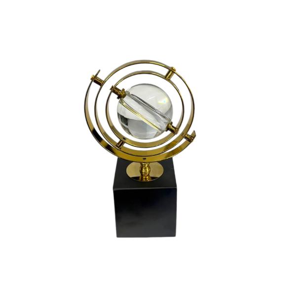 Crystal Globe With Gold Stand Table Decor
