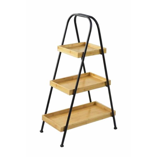 3 Tier Bamboo Metal Stand - 55cm x 31cm x 94cm