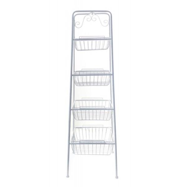 4 Tier White Baskets - 38.5cm x 38.5cm x 120cm