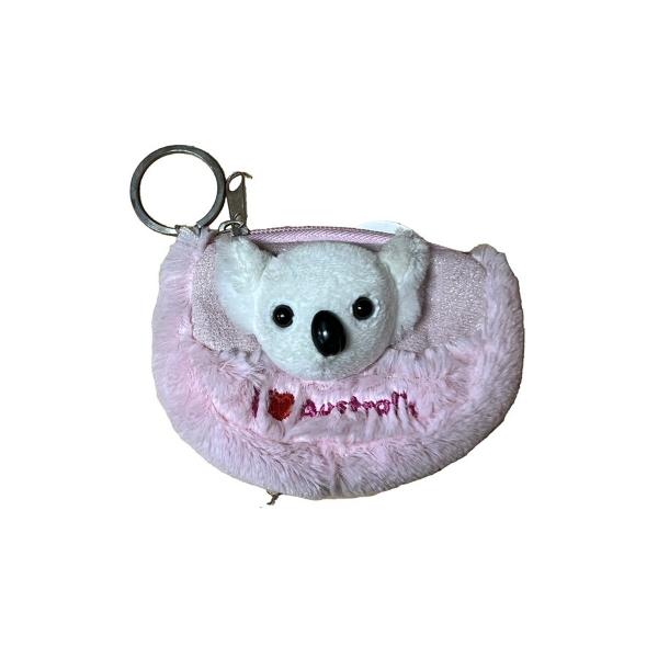 Pink I Heart Australia Plush Coin Bag