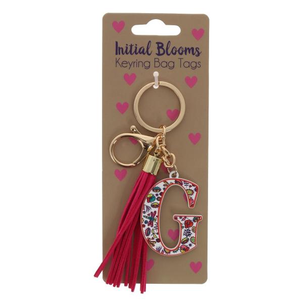 Initial G Blooms Keyring Bag Tags