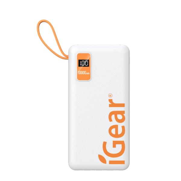 White Built In Cables Power Bank