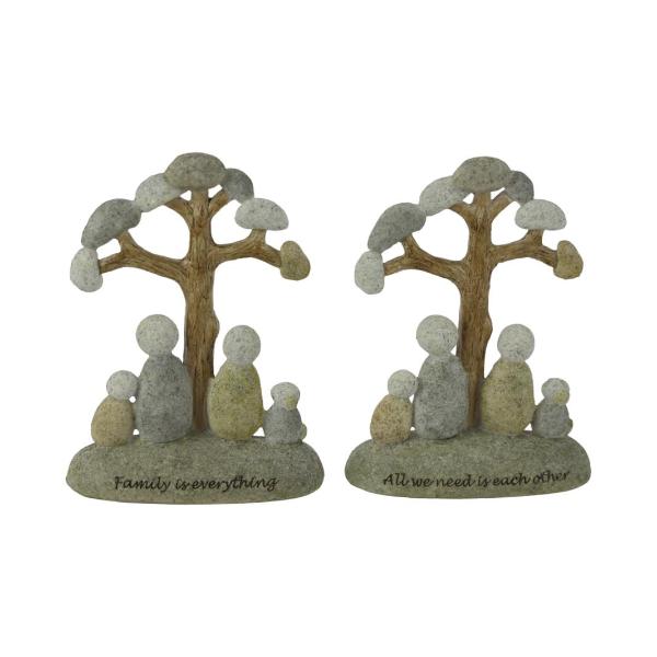Inspirational Rock Family Under Tree - 14cm