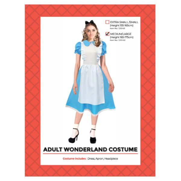 Adult Alice In Wonderland Costume - Medium - Large | The Base Warehouse