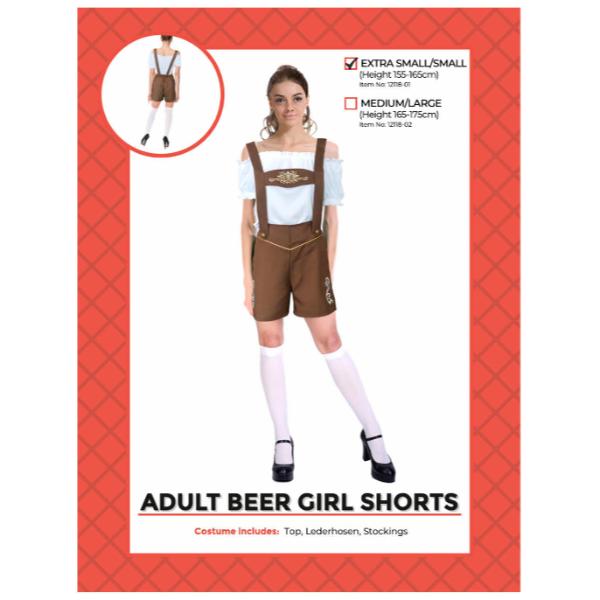 Adult Beer Girl Shorts - X Small - Small