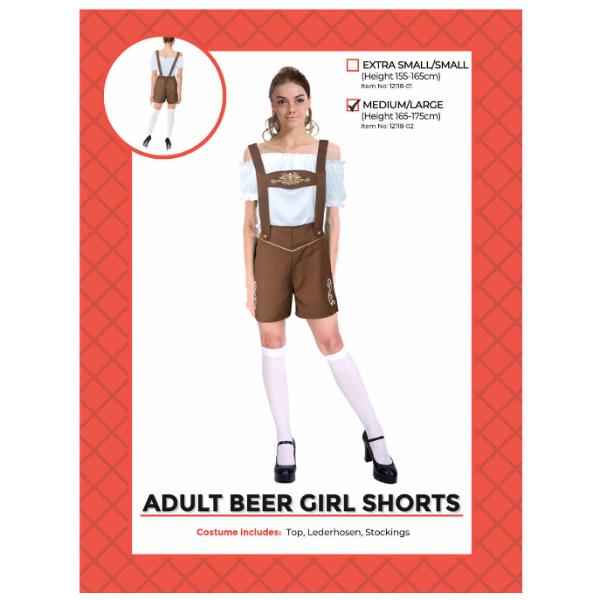 Adult Beer Girl Shorts - Medium - Large