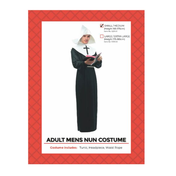 Adult Mens Nun Costume - Small - Medium