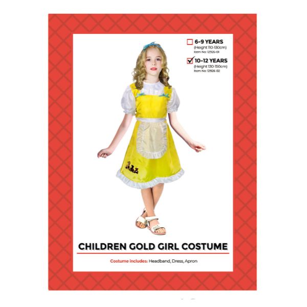 Children Gold Girl Costume - 10 - 12 Years