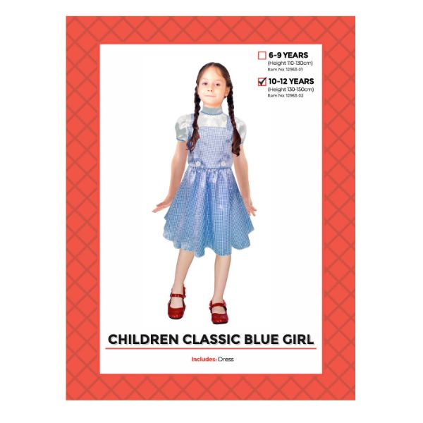 Children Classic Blue Girl Costume - 10 - 12 Years