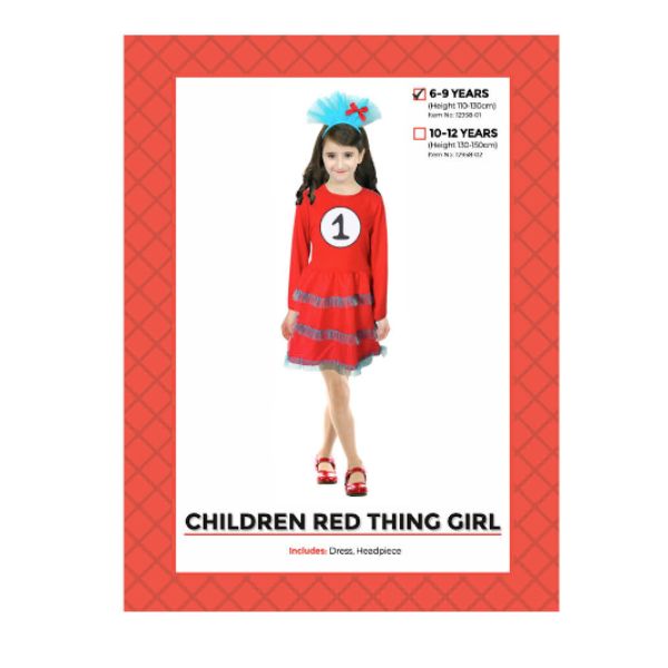 Children Red Thing 1 Girl Costume - 6 - 9 Years
