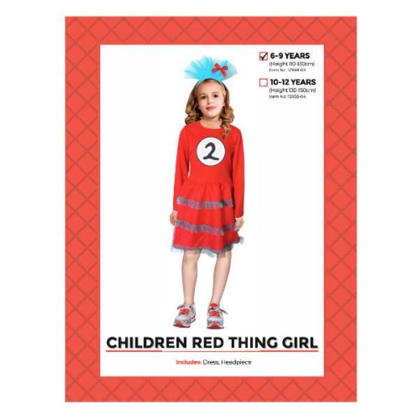 Children Red Thing 2 Girl Costume - 6 - 9 Years