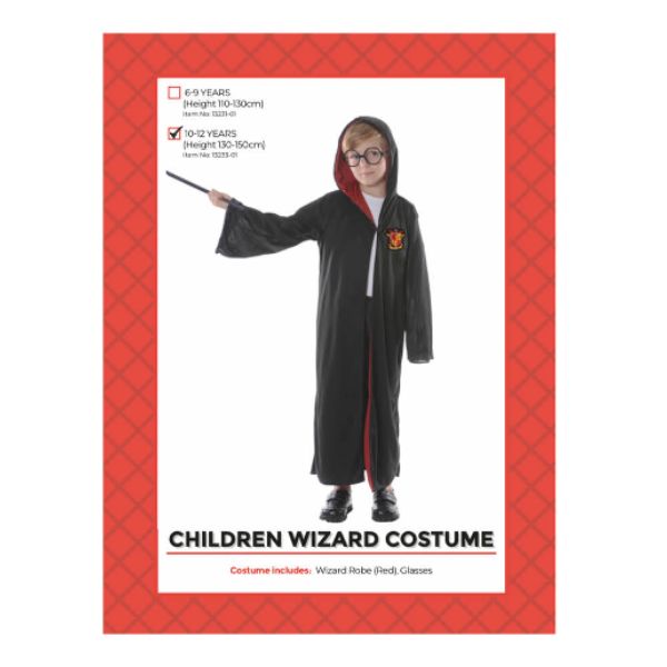 Children Red Wizard Costume - 10 - 12 Years