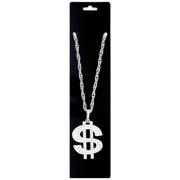 Metal Silver Dollar Sign Necklace