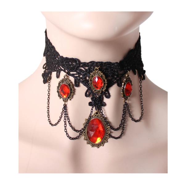 Red Ruby Lace Choker Accessory