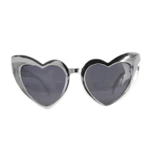 Silver Holographic Heart Party Glasses