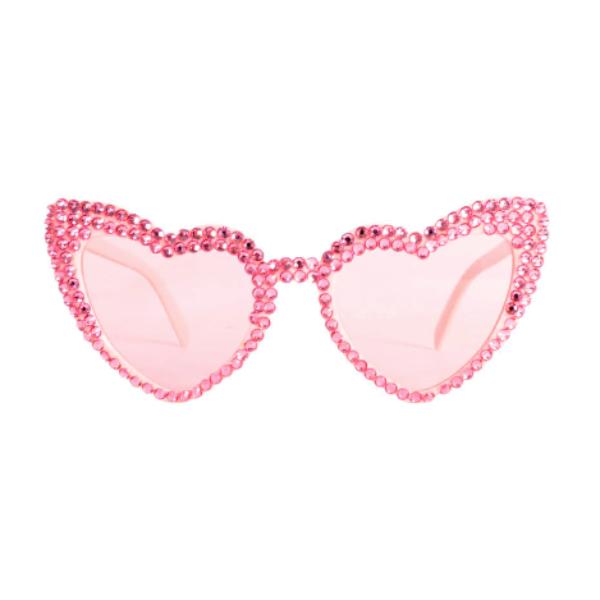 Pink Diamante Heart Party Glasses