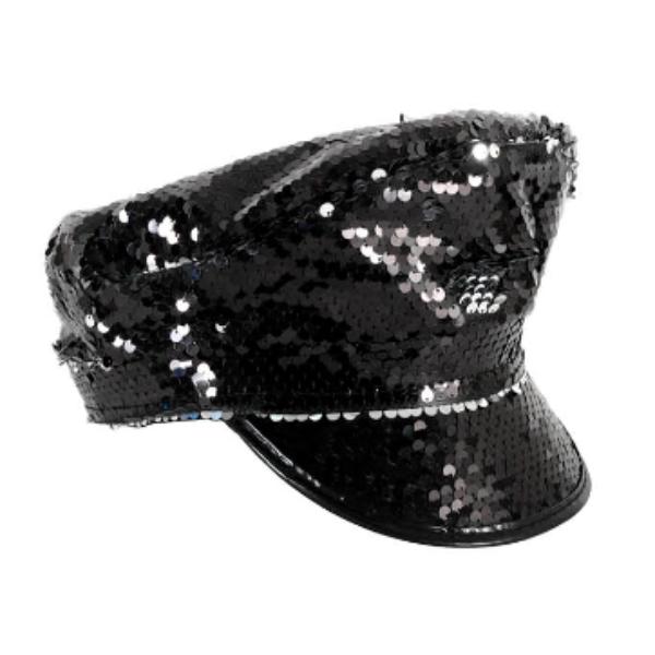 Deluxe Black Sequin Cap